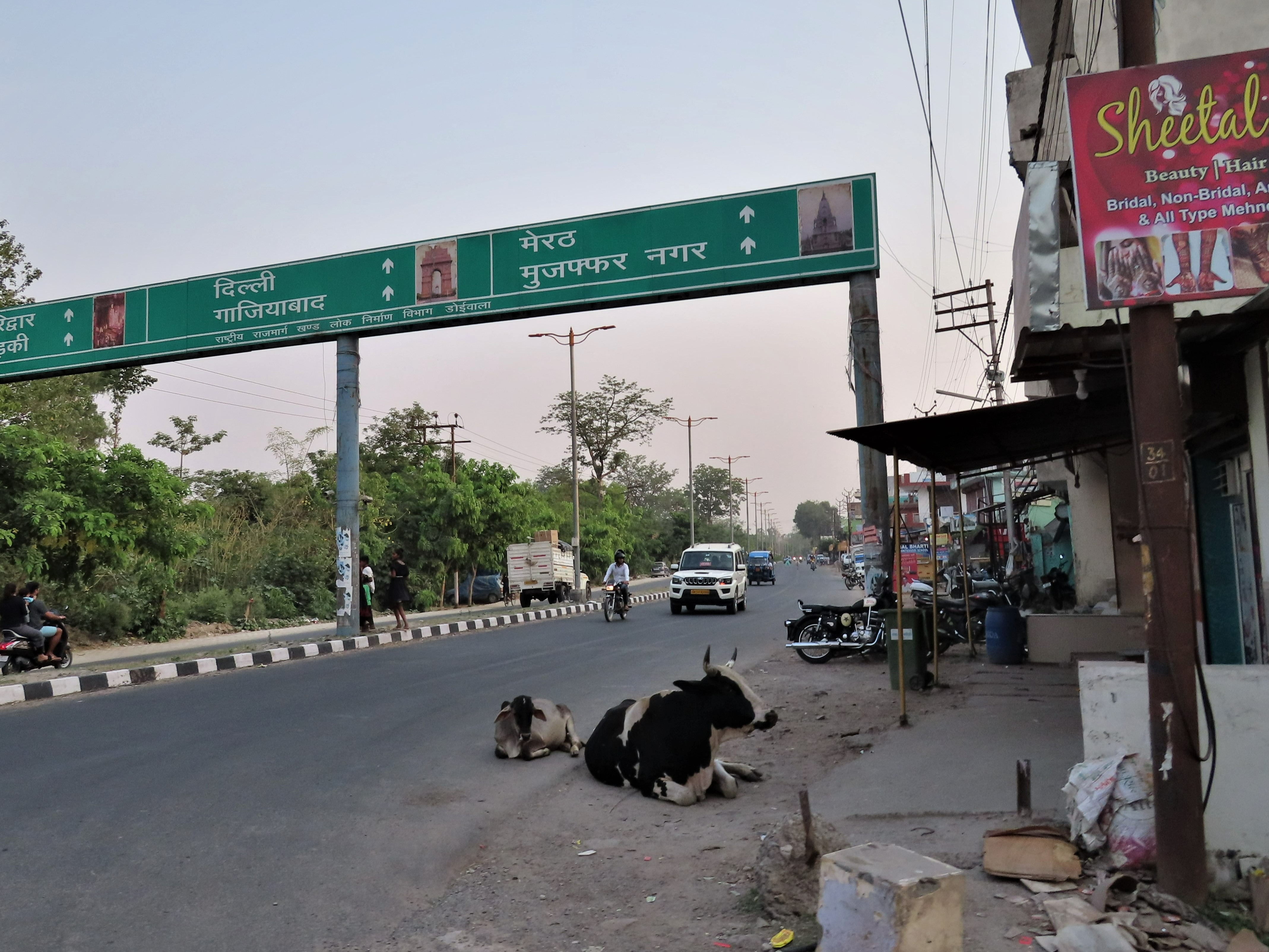 Roads leading into downtown Rishikesh, Uttarakhand, India.